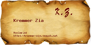 Kremmer Zia névjegykártya
